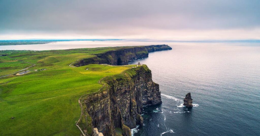 Aerial view of Ireland coastline