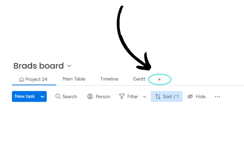 Screenshot showing how to add a view to a board