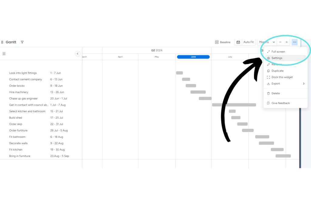 Screenshot showing how to navigate to chart settings