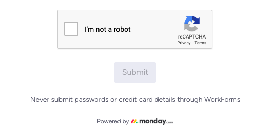 screenshot of monday.com reCAPTCHA on form signatures