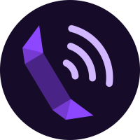 enablevoice logo with purple phone cartoon and black background