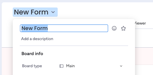 screenshot of monday.com form being renamed