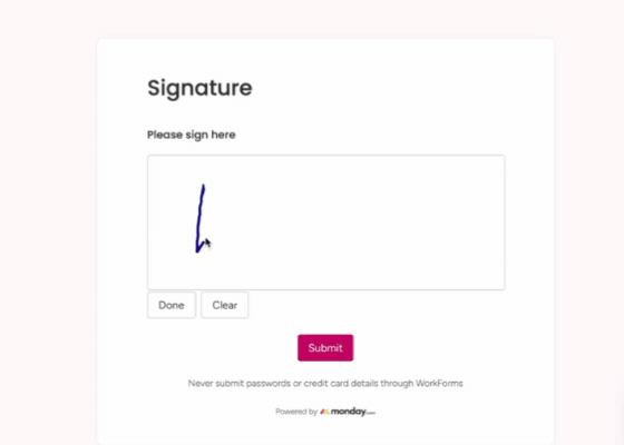 moving video of signature being written on monday.com form