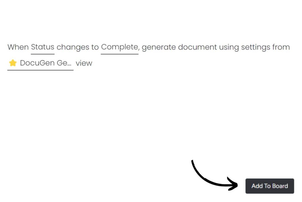 Screenshot of adding the DocuGen automation to your board