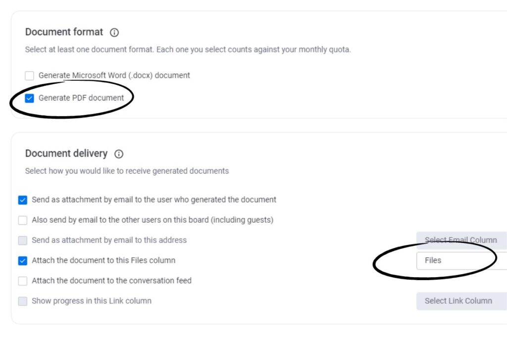 Screenshot of changing DocuGen generation settings