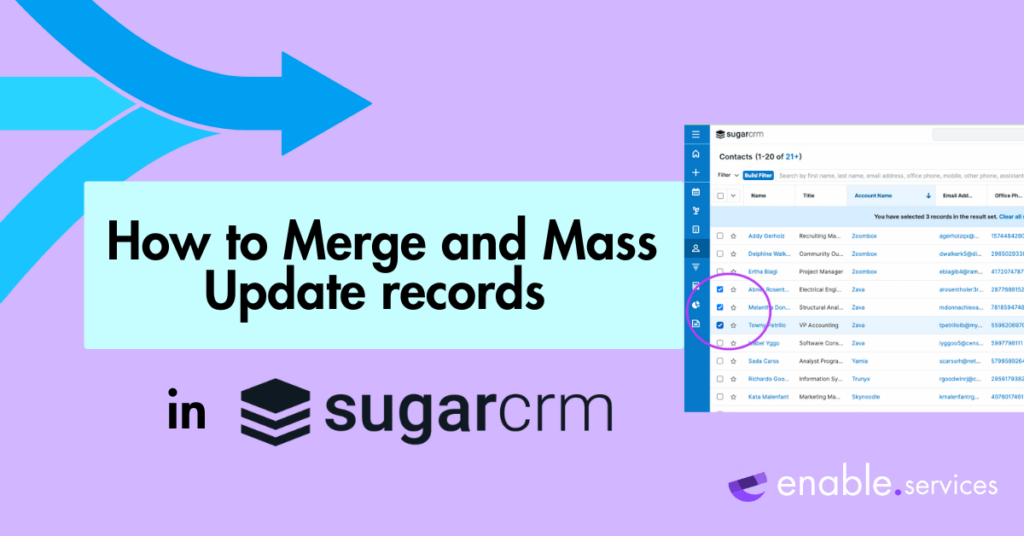 Cover photo of screenshot of SugarCRM merge and mass update