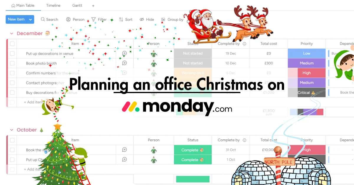 Planning an office Christmas on monday.com