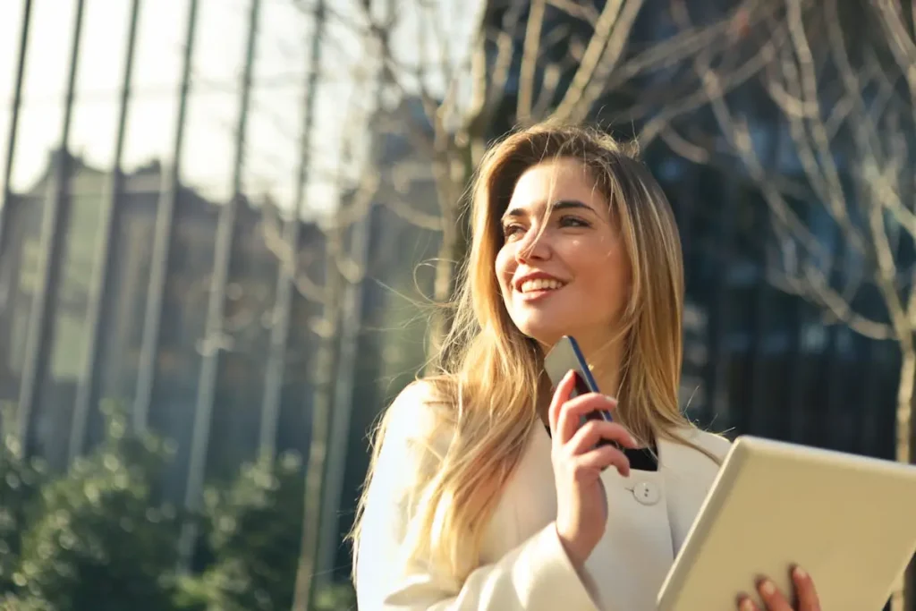 Realtor outside talking on phone