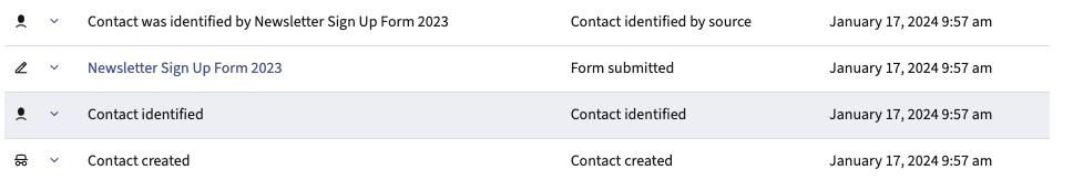 Screenshot of date and time mailing list subscribers joined the list