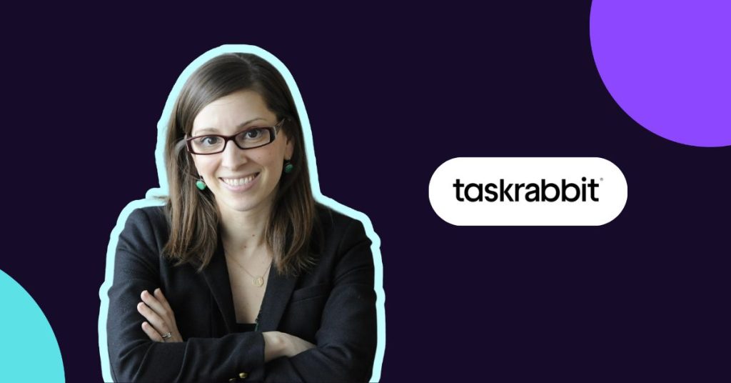 Photo of Leah Busque next to taskrabbit logo