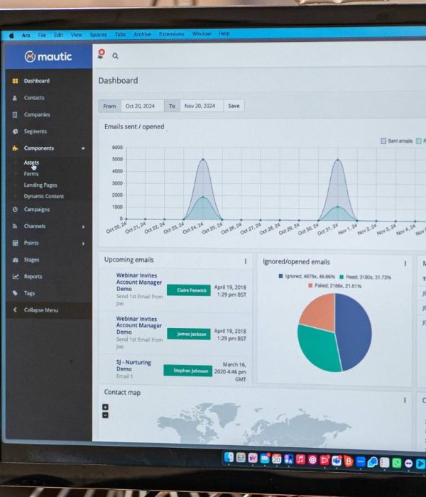 Mautic Marketing Dashboard displaying on computer screen